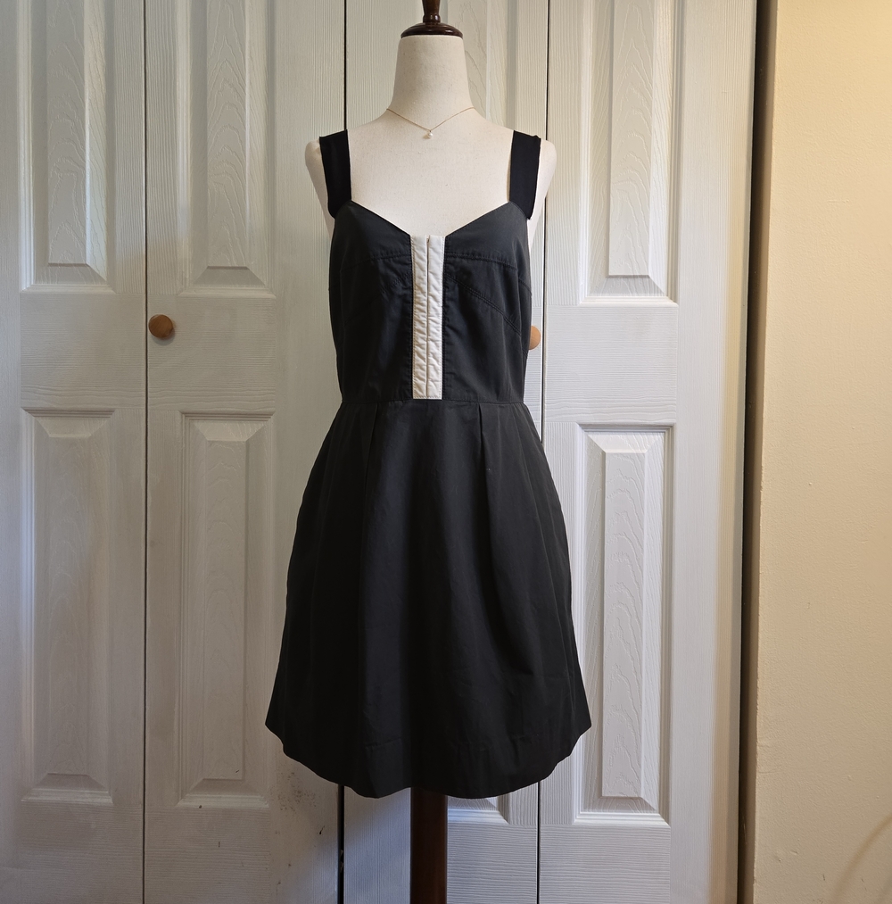 J. Crew Black Mini Dress with Cream Front Panel